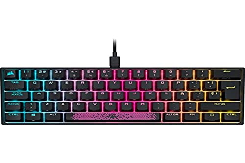 Corsair K65 RGB Mini, 60% mechanische Gaming-Tastatur (mechanische Tastenschalter, Cherry MX Speed RGB, AXON-Hyperverarbeitungstechnologie, langlebige Polycarbonat-Tasten), Schwarz von Corsair