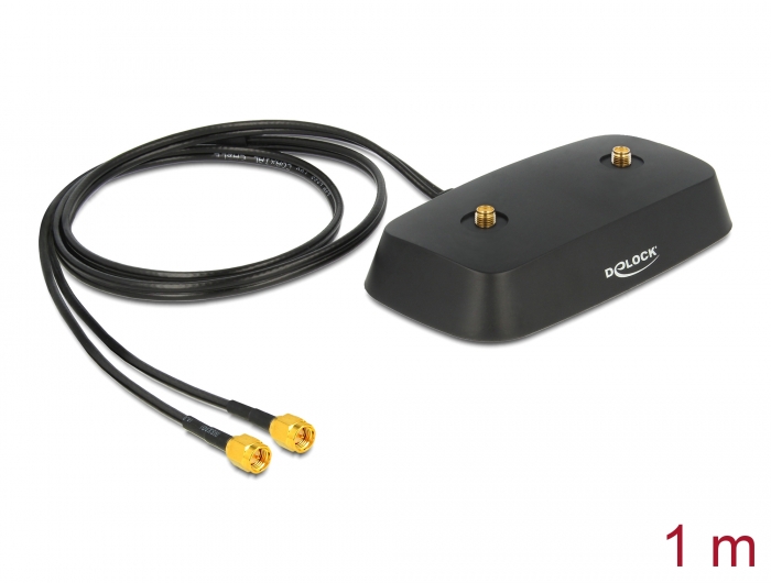 Delock Antennenfuß SMA Stecker > SMA Buchse LTE MIMO 1 m schwarz low loss