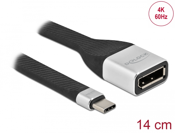 Delock FPC Flachbandkabel USB Type-C™ zu DisplayPort (DP Alt Mode) 4K 60 Hz 14 cm