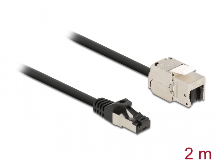 Delock Kabel RJ45 Stecker zu Keystone Modul RJ45 Buchse Cat.6A 2 m schwarz Delock Kabel RJ45 Stecker zu Keystone Modul RJ45 Buchse Cat.6A 2 m schwarz