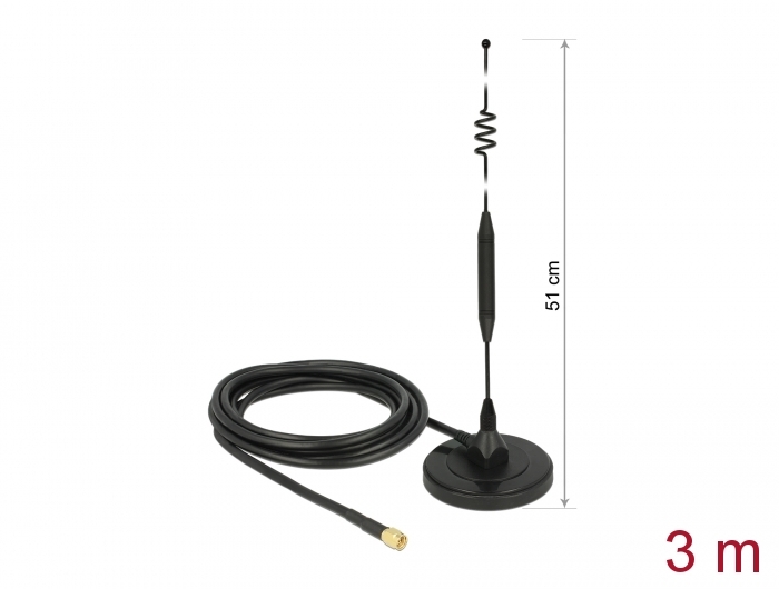 Delock LTE Antenne SMA Stecker 6 dBi starr omnidirektional mit magnetischem Standfuß und Anschlusskabel RG-58 3 m outdoor schwarz Delock LTE Antenne SMA Stecker 6 dBi starr omnidirektional mit magnetischem Standfuß und Anschlusskabel RG-58 3 m outdoor schwarz
