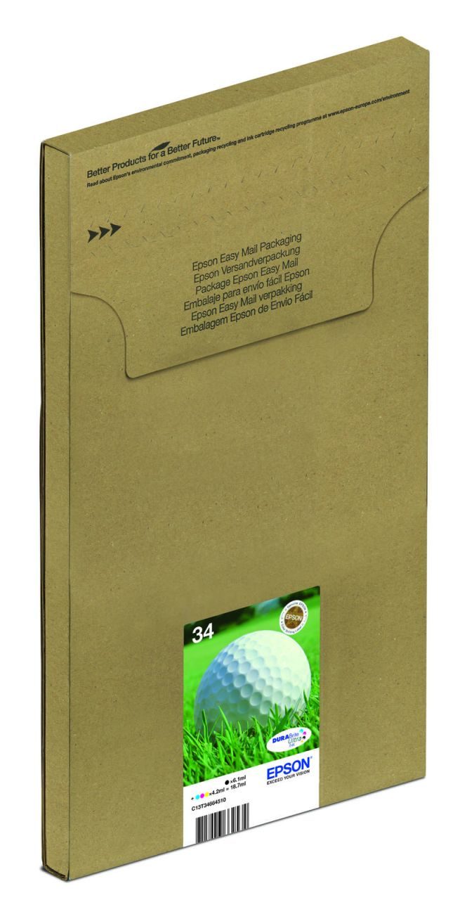 Epson Original Easy Mail Packing 34 Golfball Druckerpatronen 4er Multipack BK/C/M/Y (C13T34664510)