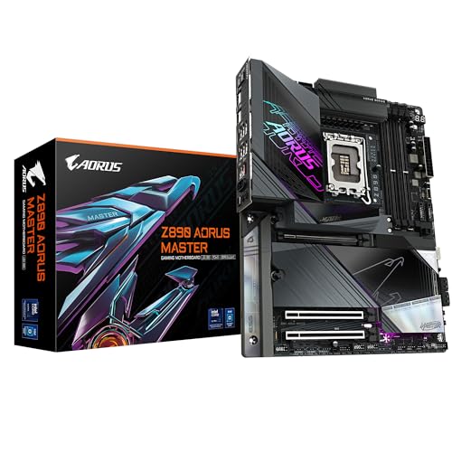 GIGABYTE Z890 AORUS Master Motherboard - Unterstützt Intel Core Ultra (Serie 2) CPUs, 18+1+2 Phasen VRM, bis zu 9500MHz DDR5 (OC), 2xPCIe 5.0 + 3xPCIe 4.0, Wi-Fi 7, 10GbE LAN, Thunderbolt 4 von Gigabyte