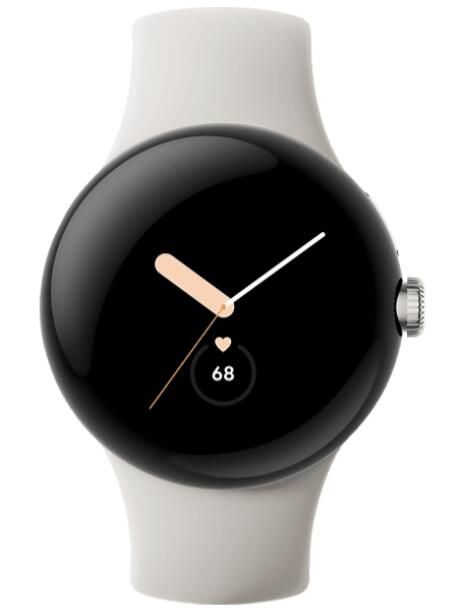 Google Pixel Watch (LTE) - 41mm in Polished Silver mit Sportarmband in Chalk