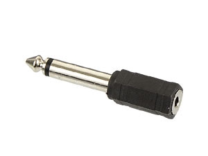 Klinkenadapter, Stecker 6,3 mm mono / Kupplung 3,5 mm mono, schwarz