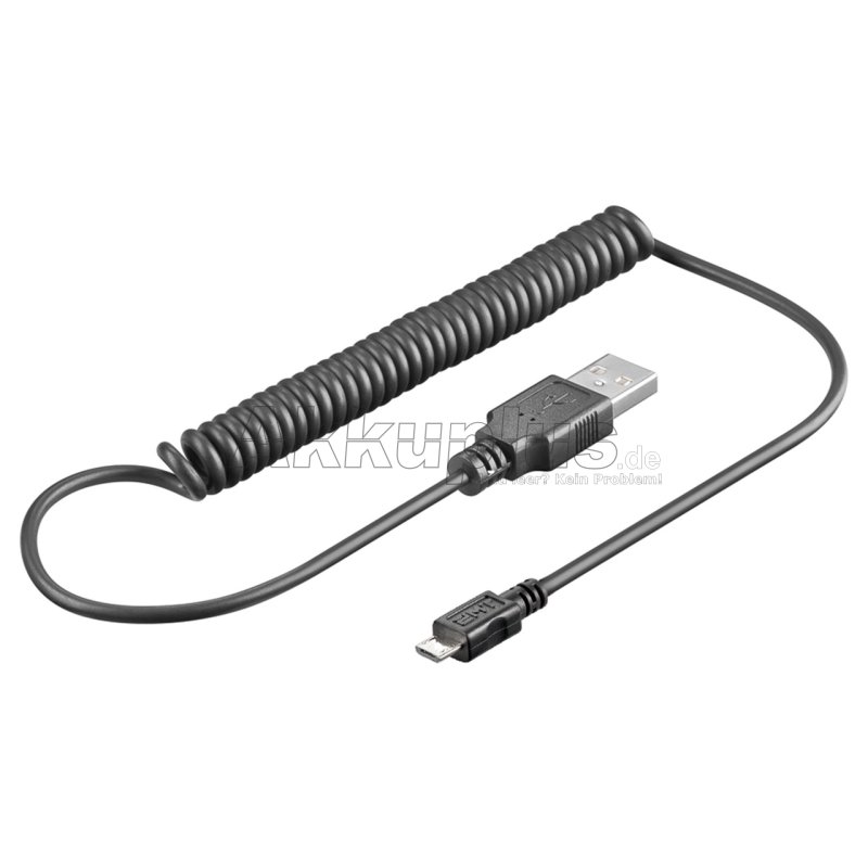Micro-USB Lade- und Synchronisationskabel, Spiralkabel