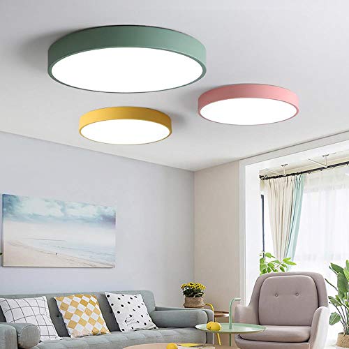 Moderne LED-Deckenleuchte Bunte Dekoration Fernbedienung Runde dimmbare Deckenleuchte für Wohnzimmer Schlafzimmer Beleuchtungskörper, Schwarz, 50cm, warmes Weiß