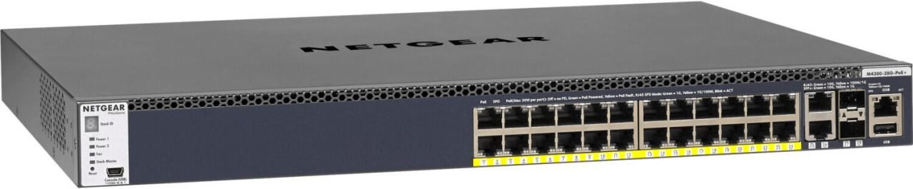 Netgear M4300-28G-PoE+ (GSM4328PA) 24-Port Gigabit PoE+ Stapelbarer Managed Switch mit 4 10G Ports (550W PSU)