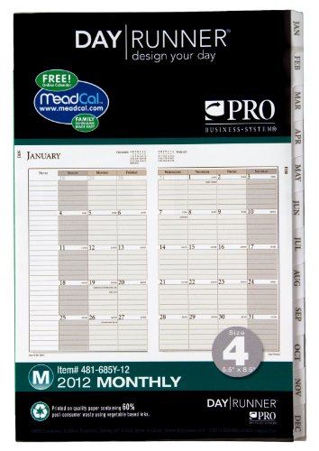 PRO Recycled Monthly Planning Pages, 5-1/2 x 8-1/2, 2012 von Day Runner