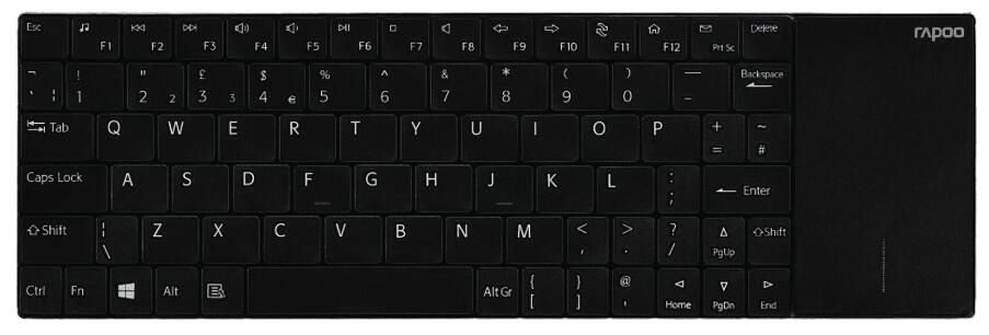Rapoo E2710 Wireless Tastatur mit Touchpad - Schwarz