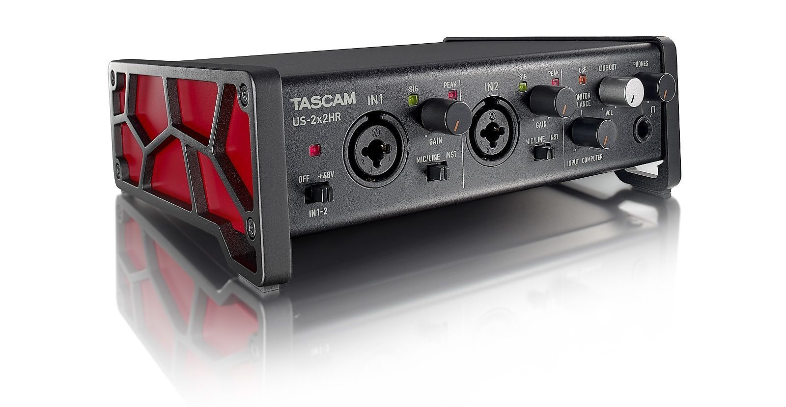 Tascam US-2x2HR USB Audio Interface 2-Kanal mit 2 Mikrofon-/Line-Eingängen