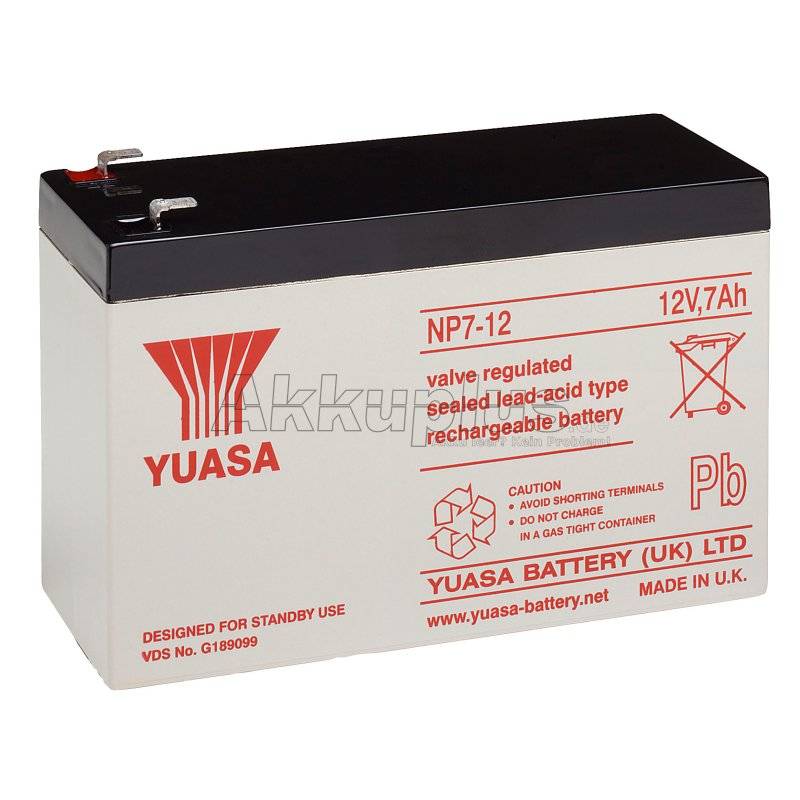 Yuasa - NP7-12L - 12 Volt 7000mAh Pb - Faston 250 / 6,35mm