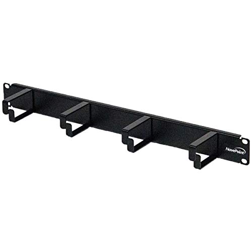 navepoint 1U Horizontal 19 Rack Mount Kabel Management Panel mit 4 D-Ringen 2-inches Tief Schwarz von NavePoint