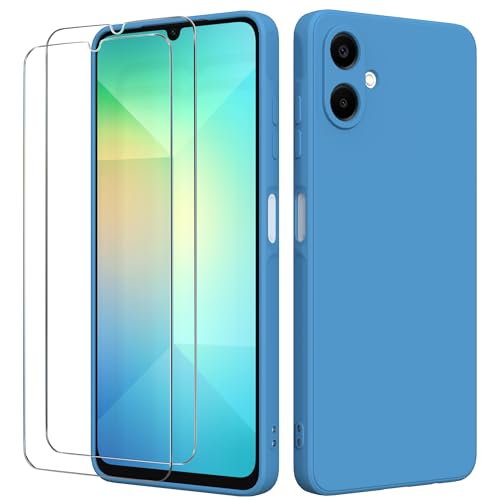 binandteam Hülle für Samsung Galaxy A06 4G mit 2 Stück Schutzfolie Handyhülle,Dünne Weiche TPU Stoßfeste Flüssigsilikonhülle Silikonhülle, Anti-Scratch mit Microfiber Schutzhülle - Blau binandteam Hülle für Samsung Galaxy A06 4G mit 2 Stück Schutzfolie Handyhülle,Dünne Weiche TPU Stoßfeste Flüssigsilikonhülle Silikonhülle, Anti-Scratch mit Microfiber Schutzhülle - Blau von binandteam