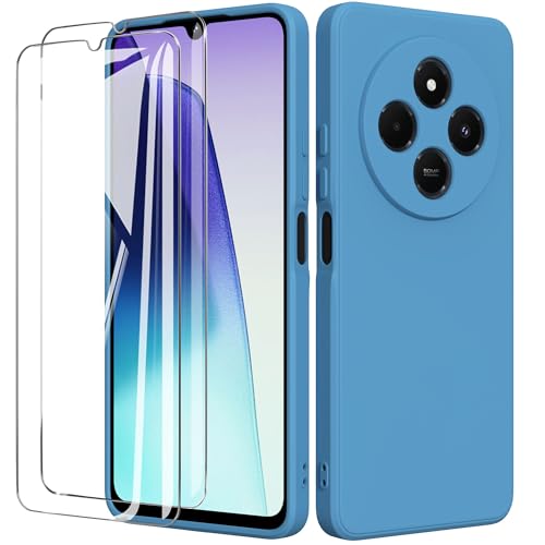 binandteam Hülle für Xiaomi Redmi 14C 4G mit 2 Schutzfolie,Weiche TPU Silikon Bumper Schutzhülle und PC Hardcase Stoßfeste Handyhülle für Xiaomi Redmi 14C 4G (6.88") - Blau von binandteam