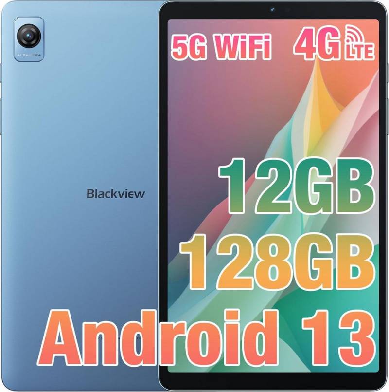 blackview Tablet (8,68", 128 GB, Android 13, 4G LTE+5G, Tablet 4G LTE 5G(1TB TF) 6050mAh, 5MP+8MP, Telefonanruf Funktionalität) von blackview