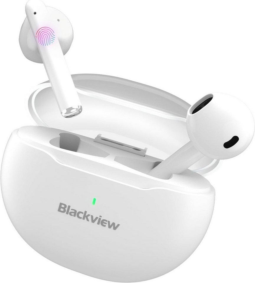 blackview Transparentem Deckel für bequeme Statusüberwachung und IPX7 Waterproof In-Ear-Kopfhörer (Nutzen Sie die Touch-Bedienung für mühelosen Titelwechsel, Lautstärkeanpassung, Anrufsteuerung und Aktivierung des Sprachassistenten, Innovative Klangwelten & Rauschunterdrückung, Dynamischer Titanmembran) von blackview