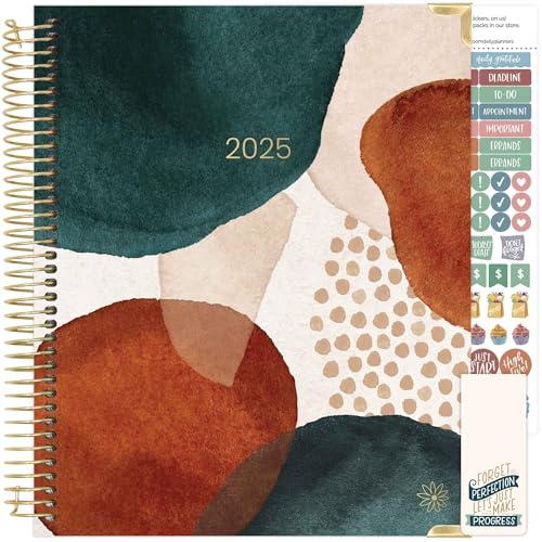 bloom daily planners Hardcover Kalender 2025, Jahresziel- und Visionsplaner (Januar 2025 – Dezember 2025) – Monatliche/wöchentliche Spaltenansicht Agenda-Organizer – 19,1 x 22,9 cm – erdig abstrakt, von bloom daily planners