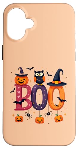 Hülle für iPhone 16 Plus BOO mit Spinnen und Hexenhut Kürbis Fledermaus Eule Halloween Boo von boo with spiders & witch hat bat Owl halloween tee