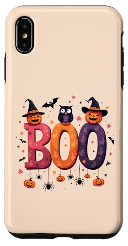 Hülle für iPhone XS Max BOO mit Spinnen und Hexenhut Kürbis Fledermaus Eule Halloween Boo von boo with spiders & witch hat bat Owl halloween tee