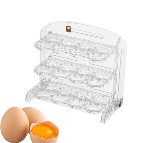 Eierhalter für Kühlschrank, automatisch rollender Eierbehälter, 3-lagige wiederverwendbare Eieraufbewahrungsbox für Kühlschrank und Küchenarbeitsplattenschränke von borek
