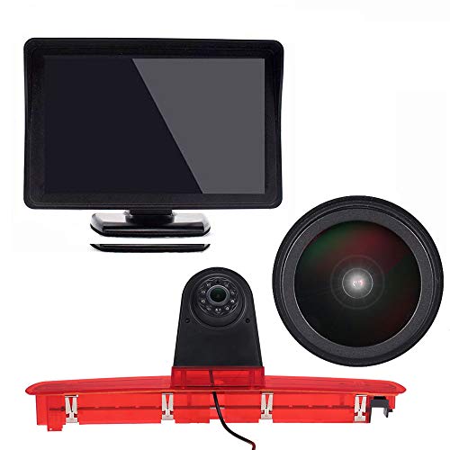 720P Auto Nachtsicht Rückfahrkamera Rückfahrsystem Bremslicht Kamera+4.3" Zoll LCD Monitor für VW T6 Heckklappe Hochdach Bremsleuchte 3.Bremslicht Light Brake Stoplampe Transporter von bossanton