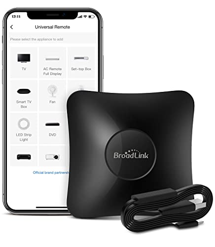 BroadLink RM4 Pro S und Sensorkabelsatz, universeller RF IR-Fernbedienungshub mit USB-Kabel Temperaturfeuchtigkeitsmonitor USB-Kabel, Funktioniert mit Alexa, Google Home, IFTTT von broadlink