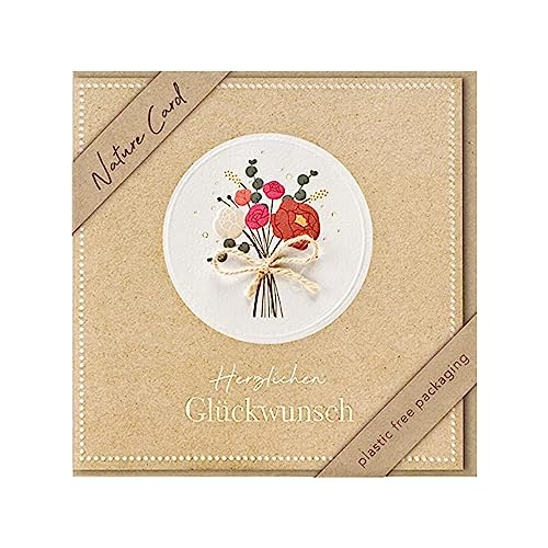 bsb - Glückwunschkarte Blumenstrauß - Nature Card - Nachhaltige Karten zum Geburtstag - Glückwunschkarten mit Umschlag - Geburtstagskarte Frauen & Männer - Glückwunschkarte 15,5 x 15,5 cm von bsb