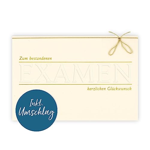 bsb Karte zum bestandenen Examen - liebevolles Bestandene Prüfung Geschenk - Bachelor Abschluss Geschenk mit Umschlag - Karte Abitur bestanden in 11,5 x 17 cm - Prüfung bestanden Geschenk von bsb