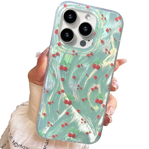 buccilly Kompakte Schutzhülle für iPhone 1 Pro Max, Kirsch-Design, niedlich, trendig, weich, dünn, TPU, stoßfest, für Damen und Mädchen, ästhetischer Glitzer, glänzend von buccilly