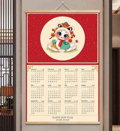 2025 Kalender Chinesischer Wandkalender, Horoskop-Malerei, Jahr der Schlange, Kalender, Wandbehang, Kalender, Planer, Mondmonatskalender, Neujahrsgeschenk(E,L) von buyzg