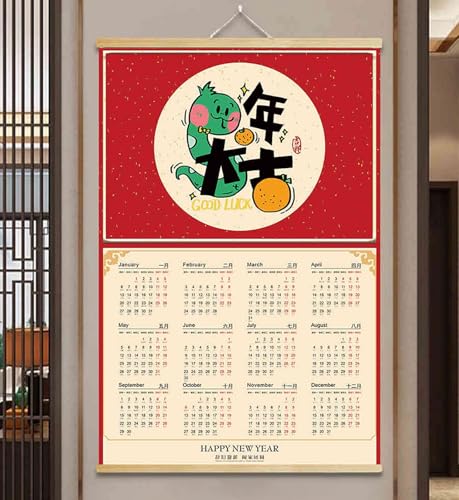 2025 Kalender Chinesischer Wandkalender, Horoskop-Malerei, Jahr der Schlange, Kalender, Wandbehang, Kalender, Planer, Mondmonatskalender, Neujahrsgeschenk(R,XL) von buyzg