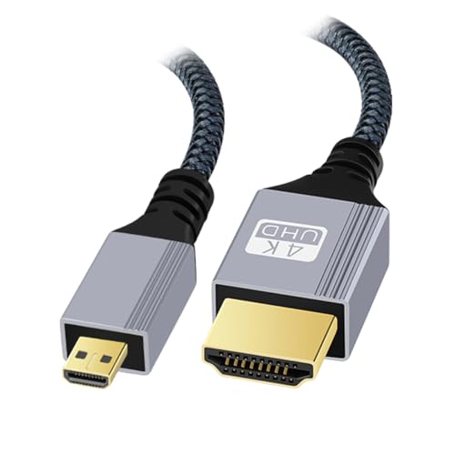 cablecc 4K 60 Hz HDMI 2.0 Stecker auf Micro HDMI Typ-D Stecker, Kabel mit Hülse, gerader Stecker für HDTV, Computer, Laptop-Monitor, 30 cm von cablecc