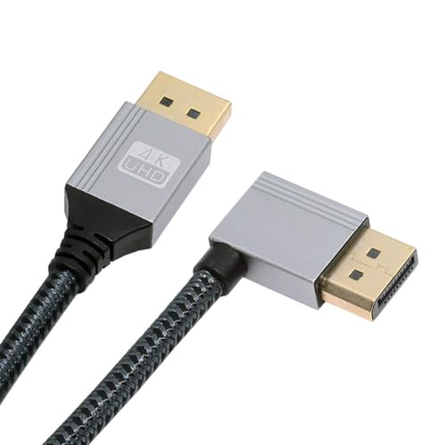 cablecc 4K 60Hz DisplayPort DP auf DP Ultra-HD UHD Kabel 32,4 Gbit/s High-Speed links gewinkelt Silberhülse 2,0 m von cablecc