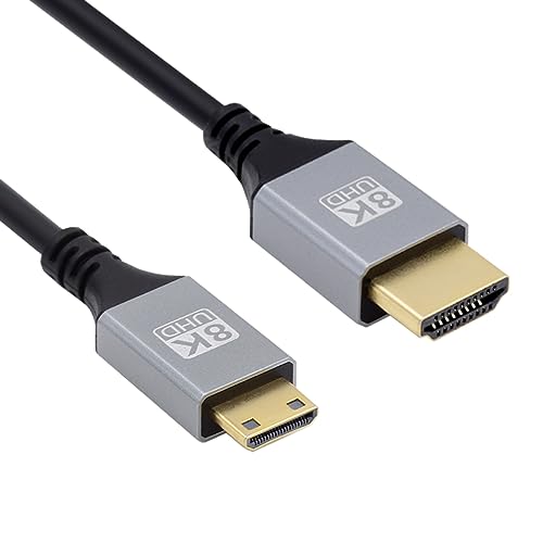 cablecc 8K 4K Mini HDMI 2.1 Ultra Thin HDTV Hyper Super Flexible Slim Cord Typ-A auf Typ-C Kabel für Kamera HDTV 200CM von cablecc