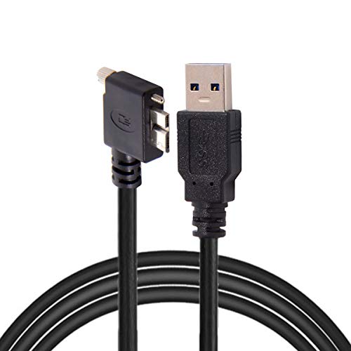 cablecc 90 Grad Links abgewinkelt Micro-USB-Schraubhalterung auf 3.0 Datenkabel für Industriekamera 5M von cablecc