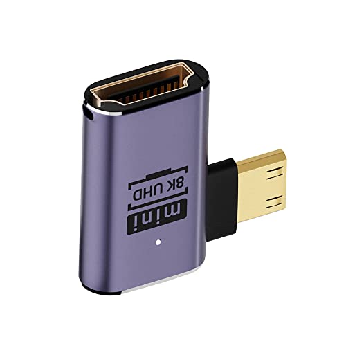 cablecc Rechtwinkliger Mini-HDMI-Stecker auf HDMI 2.1 Buchse, UHD-Verlängerung, Gold-Konverter-Adapter, unterstützt 8K 60Hz HDTV von cablecc