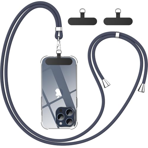 caslord Handykette Universal, Handy Lanyard, Geeignet für alle Smartphones mit 2 Stück Universelles Patch, Handyband mit jeder Hülle kombinierbar, Einstellbar und Abnehmbar - Dunkelgrau von caslord