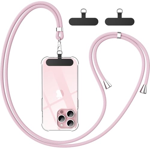 caslord Handykette Universal, Handy Lanyard, Geeignet für alle Smartphones mit 2 Stück Universelles Patch, Handyband mit jeder Hülle kombinierbar, Einstellbar und Abnehmbar - Roségold von caslord