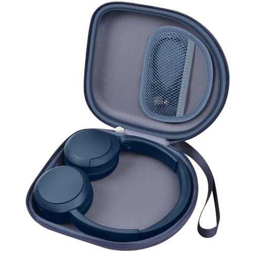 Kopfhörertasche kompatibel mit Sony WH-CH520 Wireless Headphones Bluetooth On-Ear Headset mit Mikrofon, Over Ear Noise Cancelling Kopfhörertasche für USB-Kabel für die Arbeit- Blau (nur Box) von casmilee