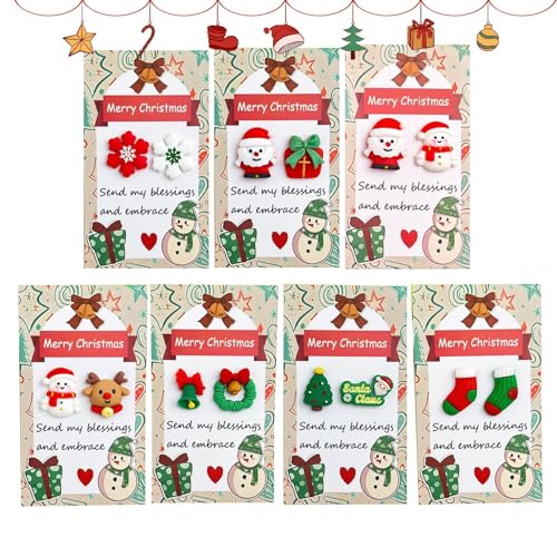 ccuzs Merry Christmas Greeting Card, Printed Christmas Card, Christmas Greeting Cards with Message, Festive Happy Christmas Greeting Card 4.72x2.76 Inches for Women, Men, Family (7 Pieces) von ccuzs