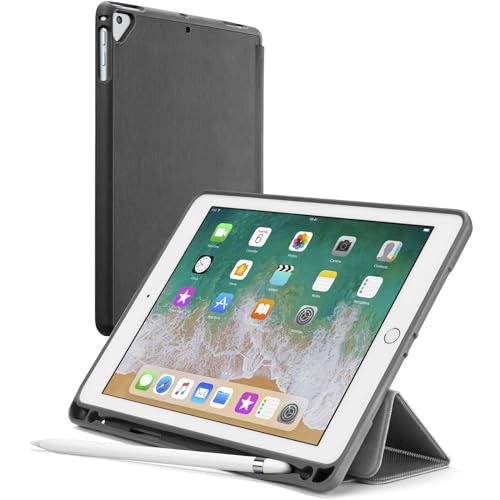 Cellularline - Folio Pen - iPad (2018), iPad Pro 9,7 " - Ultra -Protektion mit Wohnraum für Apple Pencil - Schwarz von cellularline