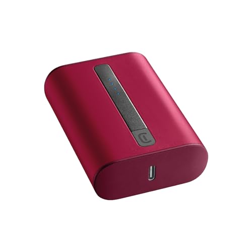 Cellularline | Tragbare Ladegeräte | Extra kompaktes tragbares Ladegerät 10000Mha - USB-C Power Delivery 20W für iPhone - 18W adaptiver USB-Anschluss für Samsung - Rot von cellularline