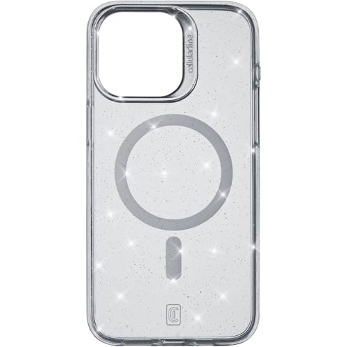 cellularline - Sparkle Mag - iPhone 15 Pro Max - Transparente Hülle mit Glitzer-Finish, kompatibel mit MagSafe-Ökosystem - Geschützte Kanten, Tasten und Anschlüsse - Rot von cellularline