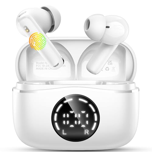 Bluetooth Kopfhörer, Kopfhörer Kabellos Bluetooth 5.4 In Ear Kopfhörer mit 4 ENC Noise Cancelling Mikrofon Earbuds, 48H Spielzeit IP7 Wasserdicht Bluetooth Ohrhörer für Yoga/Reisen 2024 Neu Weiß von chalvh