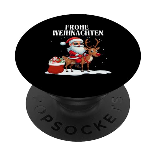 Frohe Weihnachten Weihnachtsmann reitet auf einem Rentier PopSockets Klebender PopGrip von charlize_merch_style