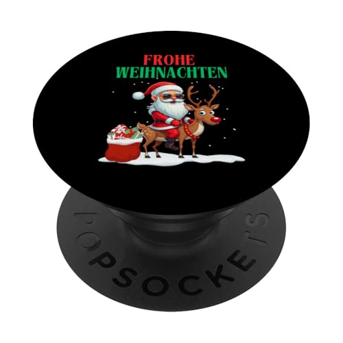 Frohe Weihnachten Weihnachtsmann reitet auf einem Rentier PopSockets Klebender PopGrip von charlize_merch_style