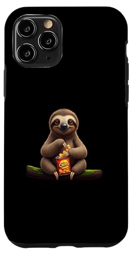 Hülle für iPhone 11 Pro Faultier Isst Chips von charlize_merch_style