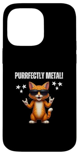 Hülle für iPhone 14 Pro Max Purrfectly Metal Lustiges Katzen-Rock Musik von charlize_merch_style