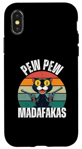 Hülle für iPhone X/XS PEW PEW Madafakas Funny Cat von charlize_merch_style